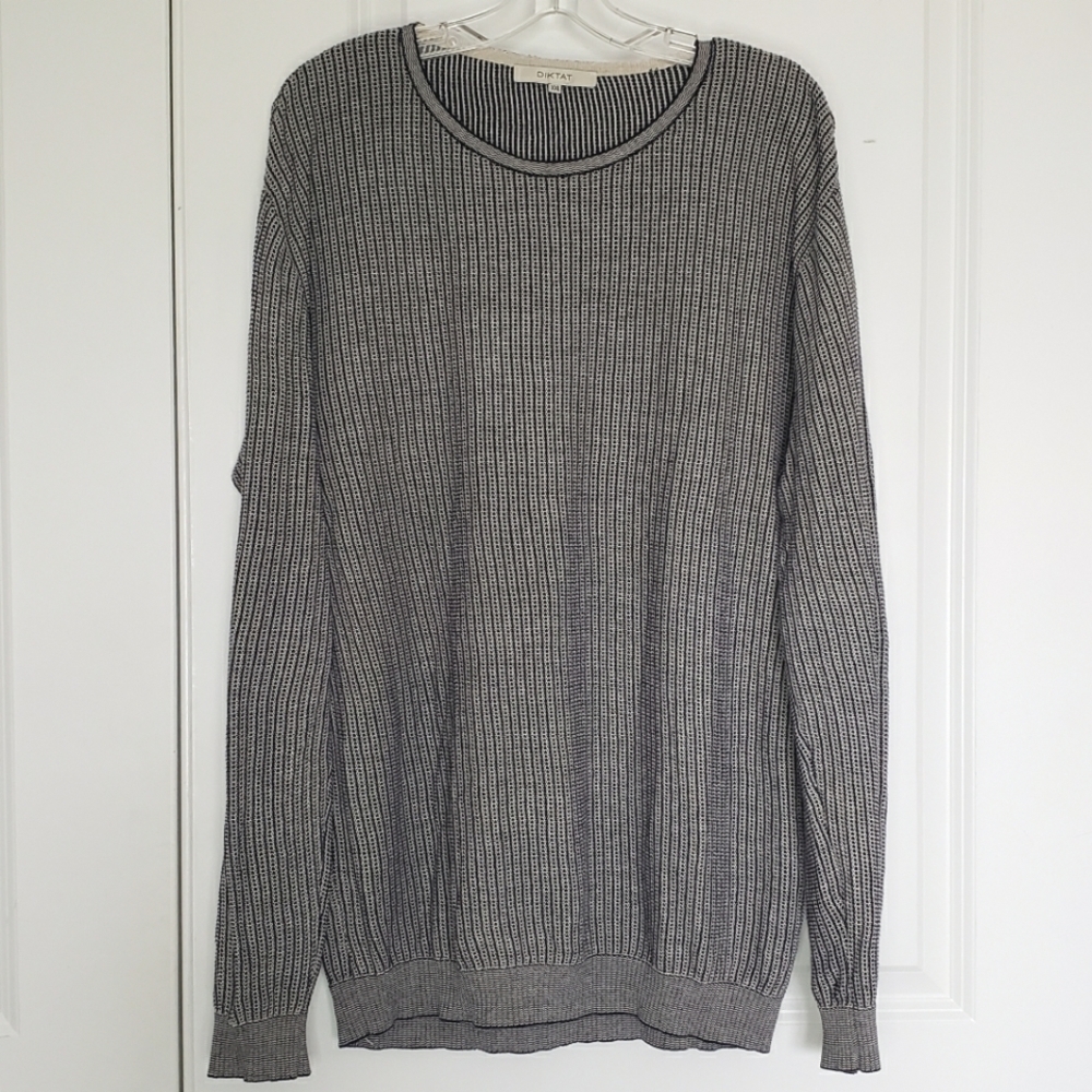 Diktat Navy Ivory Stripe Lightweight Cotton Knit Sweater Pullover XXL